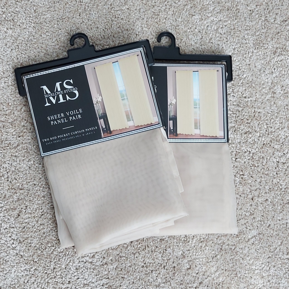 Sheer Voile Curtain Panel 1 x Pair  in Cream